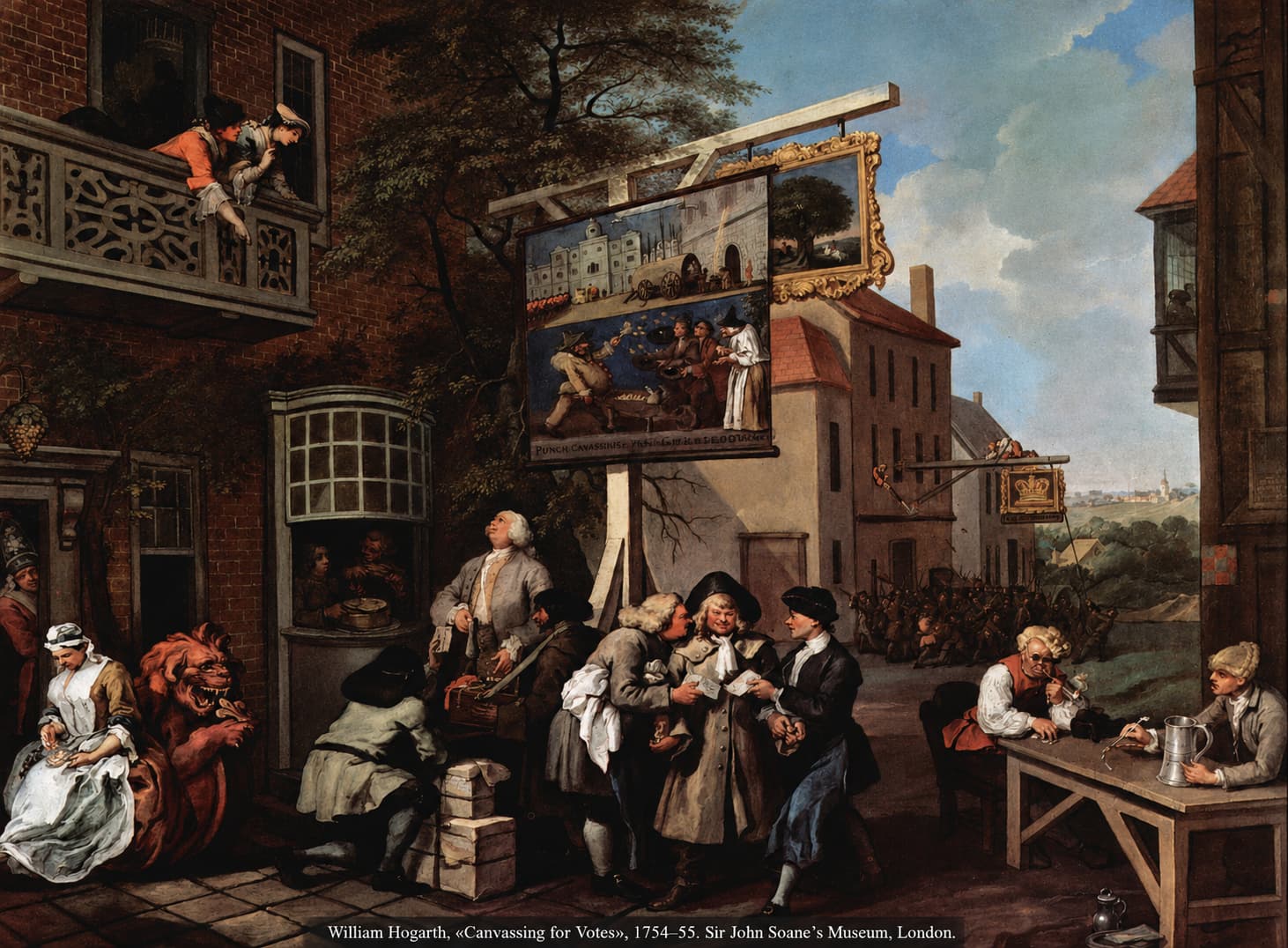 William Hogarth, «Canvassing for Votes», 1754–55. Sir John Soane's Museum, London.