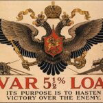 WAR LOAN poster featuring the Russian imperial double-headed eagle and a wartime fundraising appeal